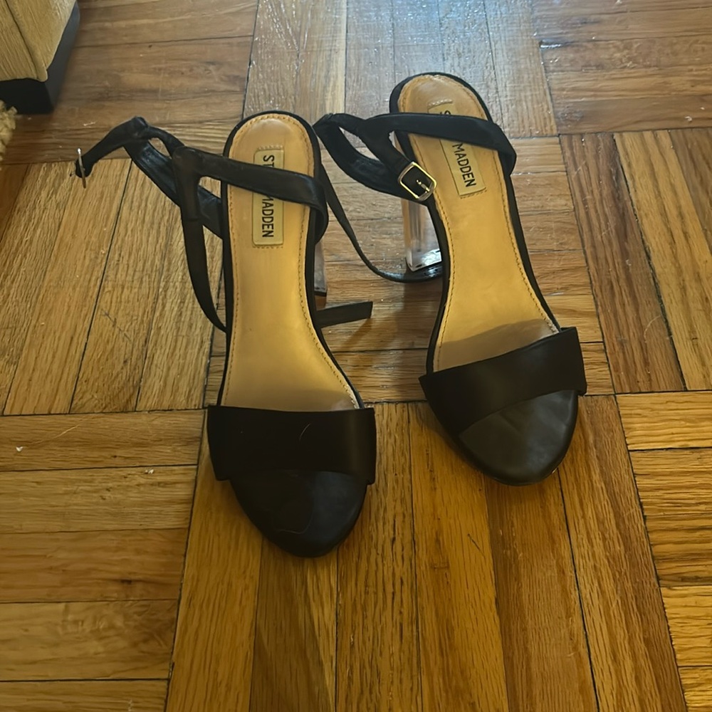 Steve Madden heels with a clear block heel